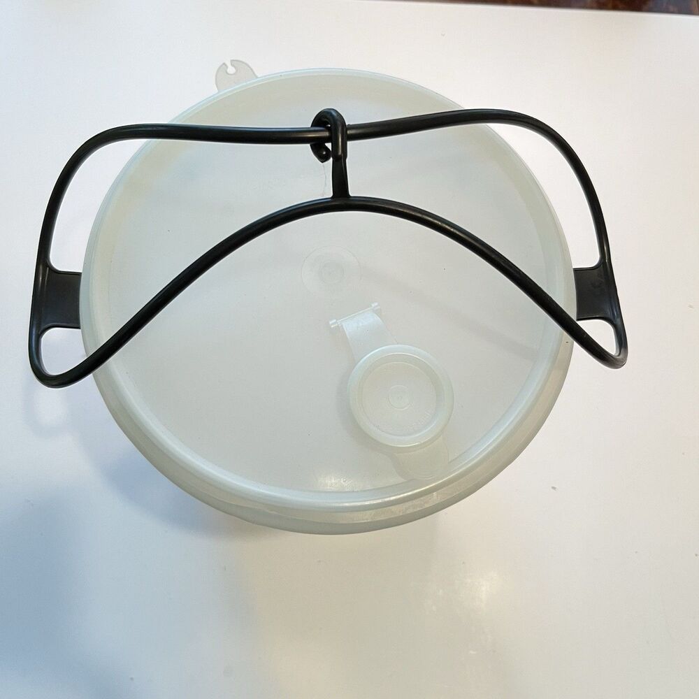 VTG Tupperware Sheer Canister #254-8 Pour Spout Lid 565-1 Black Carolier Handle
